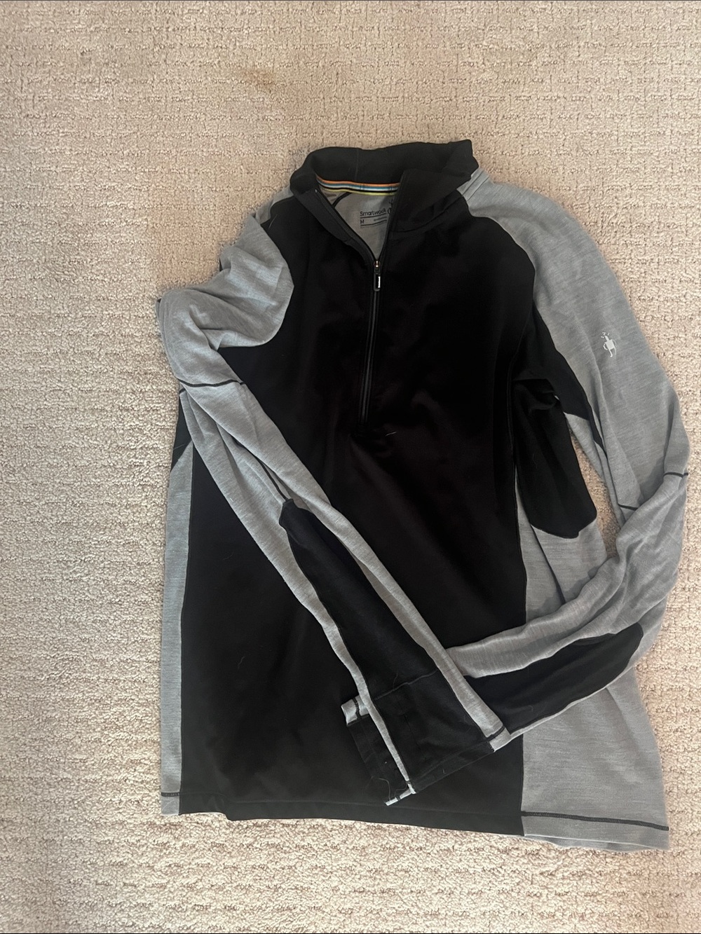 Men’s smartwool quarter zip black and grey pullover